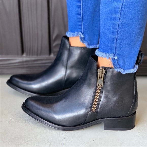 NIB Black Genuine Leather Double Zip Chelsea Boots - Picture 5 of 6